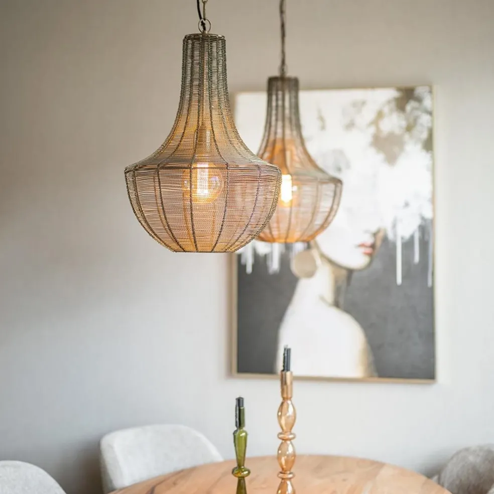 2-Lichts hanglamp Khedira mat zwart/brons