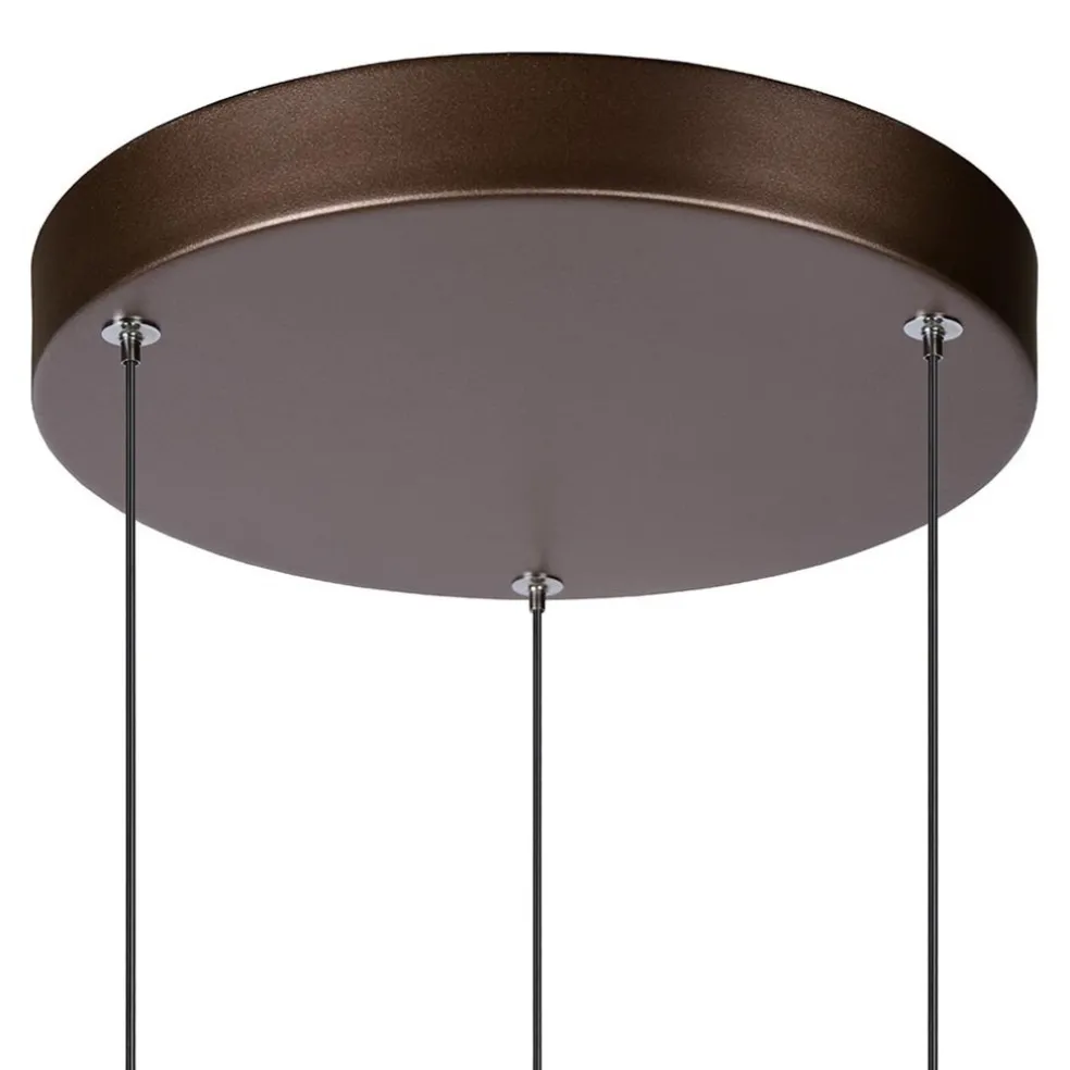 3-Lichts hanglamp LED cilinders bruin rond