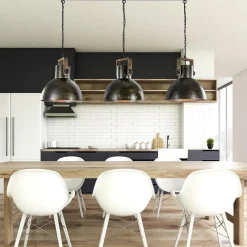 3-Lichts hanglamp Shelly landelijk metaal met hout