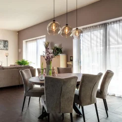 3-Lichts hanglamp zwart met smoke glas