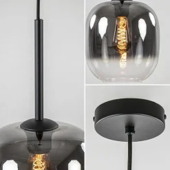 1-Lichts hanglamp zwart met smoke/helder glas