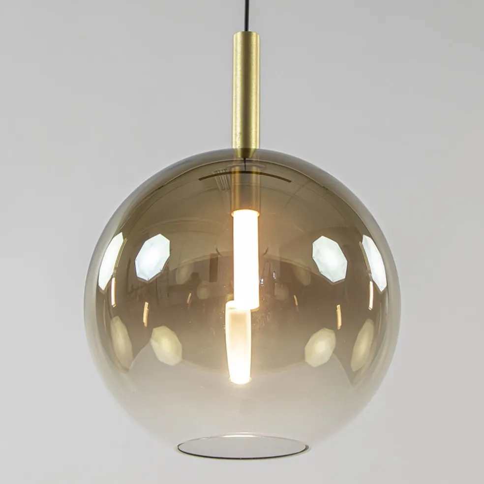 3-Lichts LED eettafelhanglamp met gold fading glas