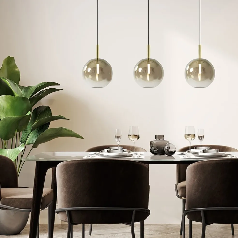 3-Lichts LED eettafelhanglamp met gold fading glas