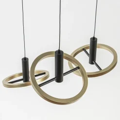 3-Lichts LED hanglamp ringen rond zwart/goud dimbaar