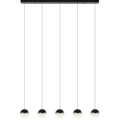 5-Lichts LED hanglamp zwart met diamant zand 3-standen dimbaar