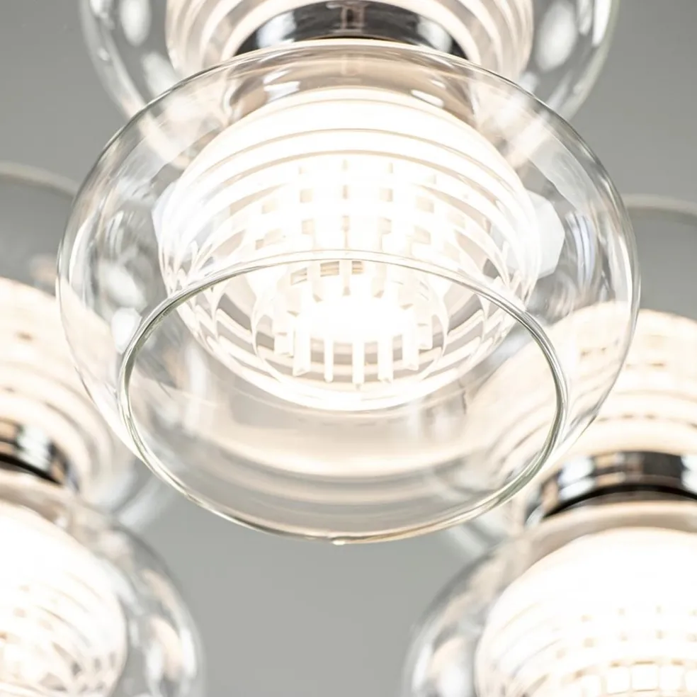3-Lichts LED plafondlamp chroom met helder glas