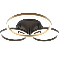 3-Lichts LED plafondlamp zwart/goud 3-standen dimbaar