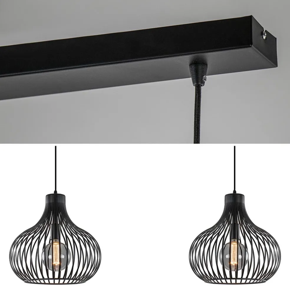 2-Lichts moderne hanglamp draad zwart