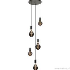 5-lichts plaat rond + pendels zwart ex.lb