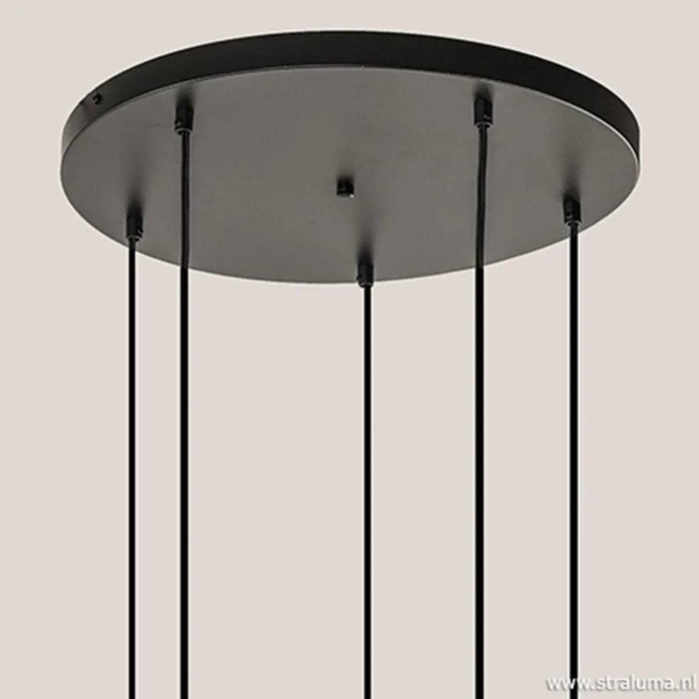 5-lichts plaat rond + pendels zwart ex.lb