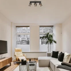 3-Lichts plafondlamp mat zwart met smoke glazen kappen