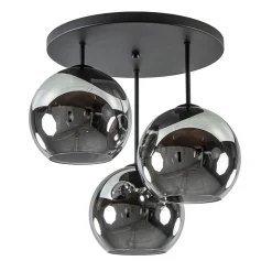 3-Lichts plafondlamp mat zwart met titanium glas