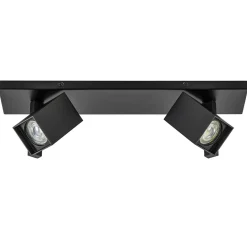 2-Lichts plafondlamp met vierkante spots mat zwart