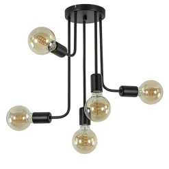 5-Lichts plafondlamp pendel mat zwart excl lichtbronnen