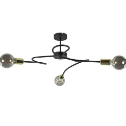3-Lichts plafondlamp zwart met gouden pendels