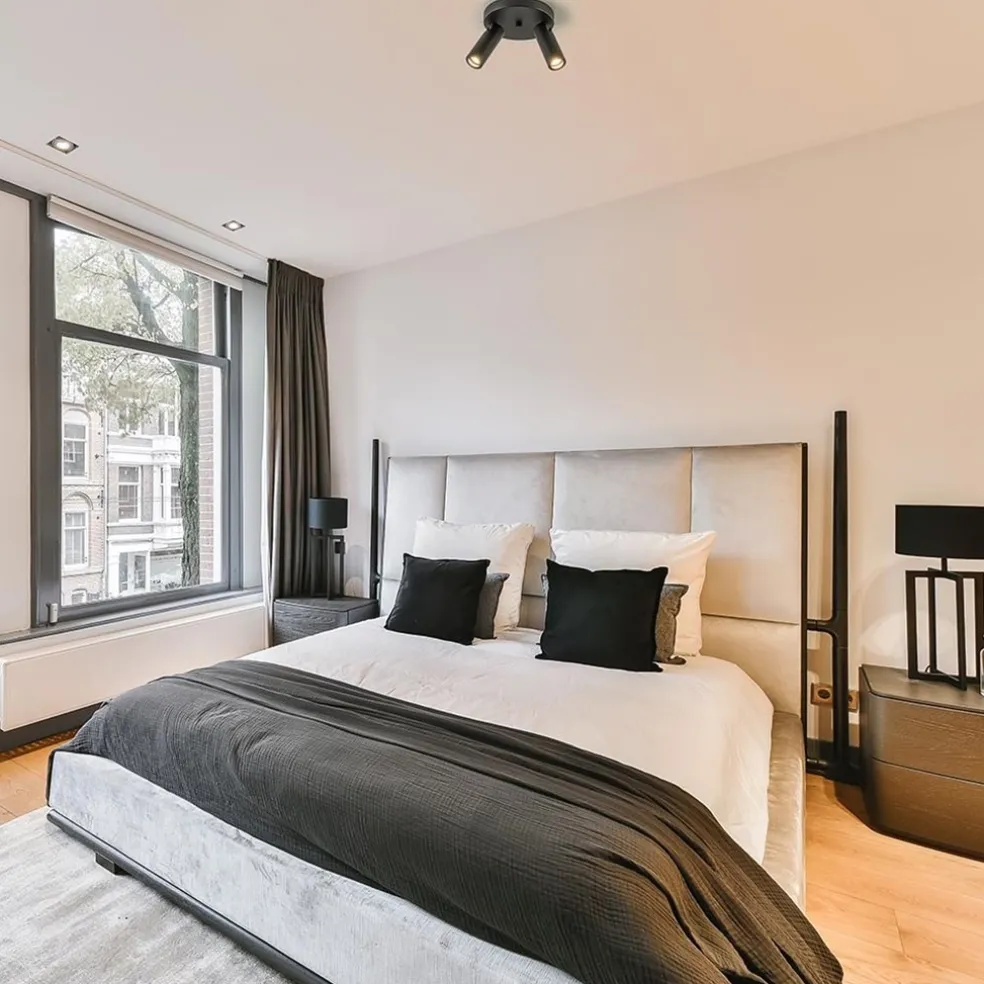 2-Lichts plafondspot mat zwart met gouden accent