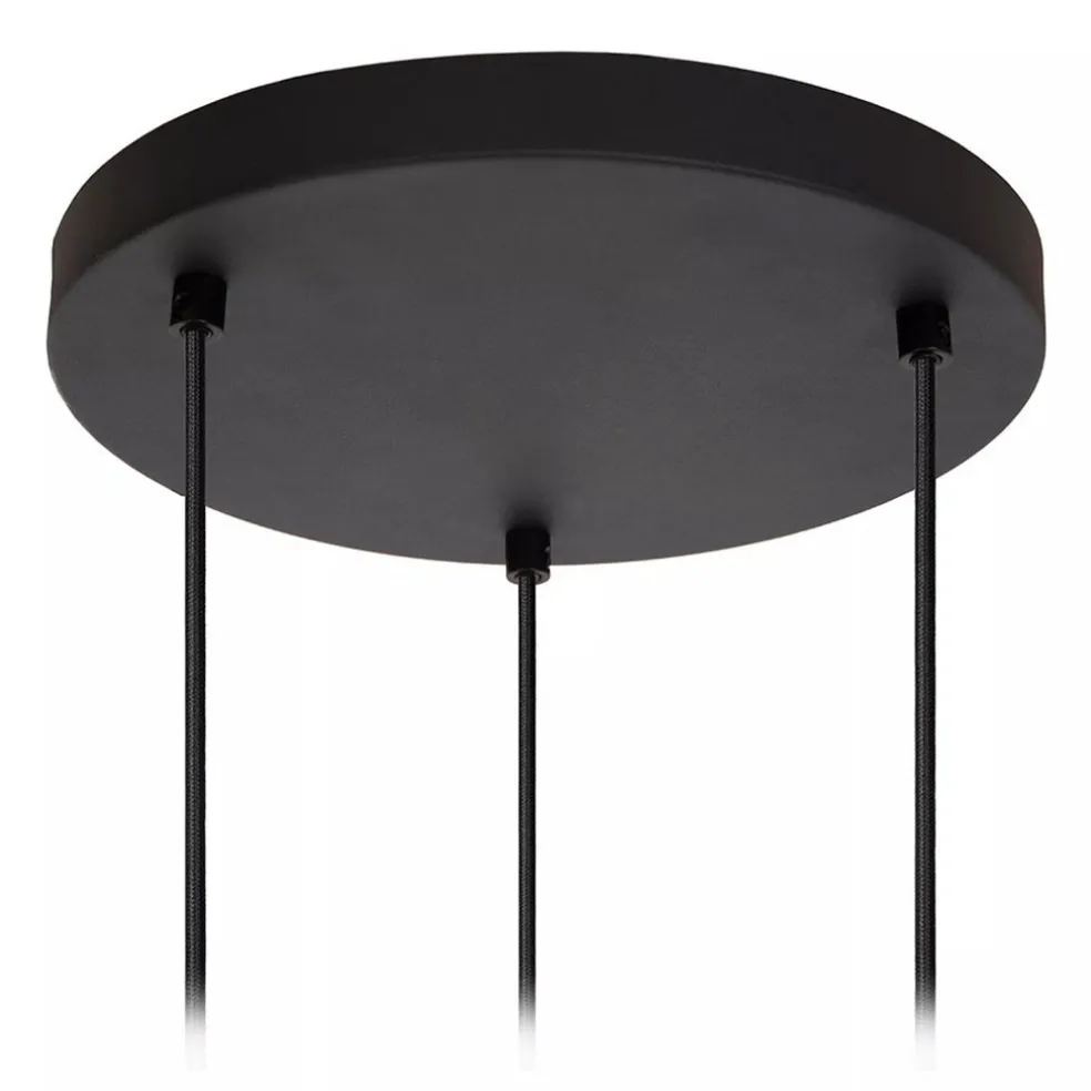 3-Lichts ronde hanglamp mat zwarte glazen kappen