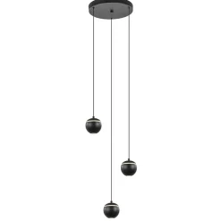 3-Lichts ronde LED hanglamp bollen zwart met goud