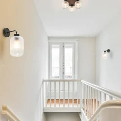 3-Lichts ronde plafondlamp zwart met helder/mat glas