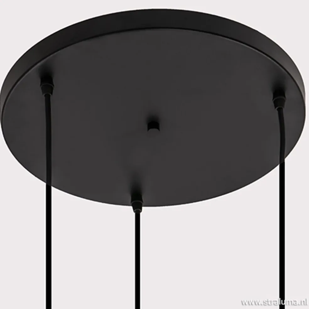 3-Lichts videlamp smoke glas met zwart