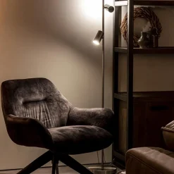 2-Lichts vloerlamp nikkel met dimbare spots