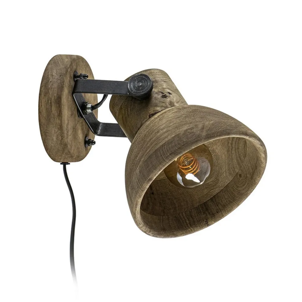 Light & Living wandlamp Ilanio hout met metaal