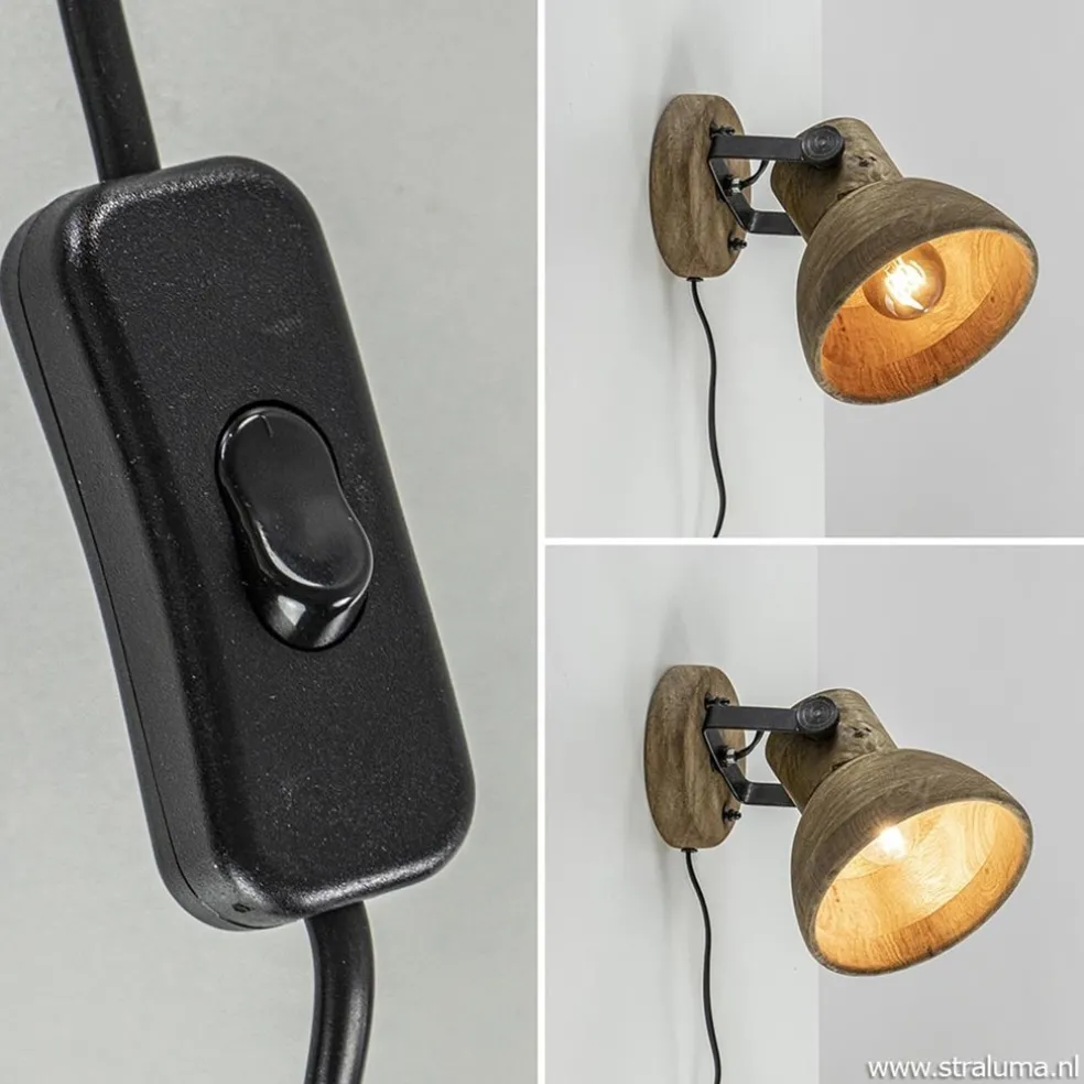 Light & Living wandlamp Ilanio hout met metaal