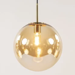 Light and Living hanglamp Medina 3L goud met amber glas