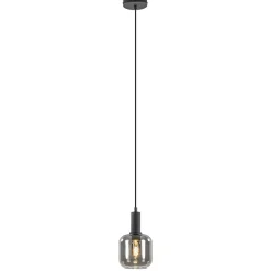 Light and Living hanglamp Lekar zwart met smoke glas klein