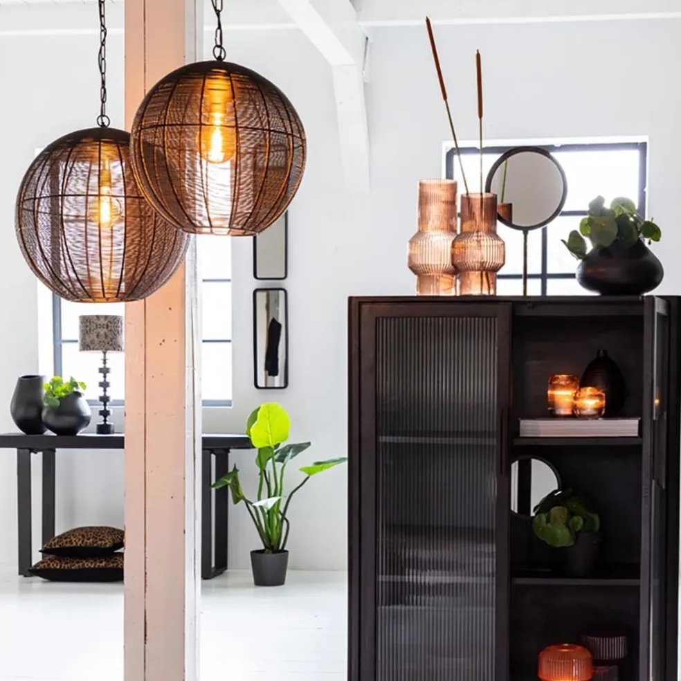 Light and Living hanglamp Amarah rond mat zwart