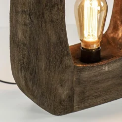 Light and Living tafellamp Kelafo hout chocolade bruin