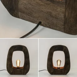 Light and Living tafellamp Kelafo hout chocolade bruin