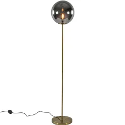 Light and Living vloerlamp Medina goud met smoke glas