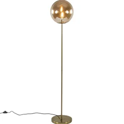 Light and Living vloerlamp Medina goud met amber glas
