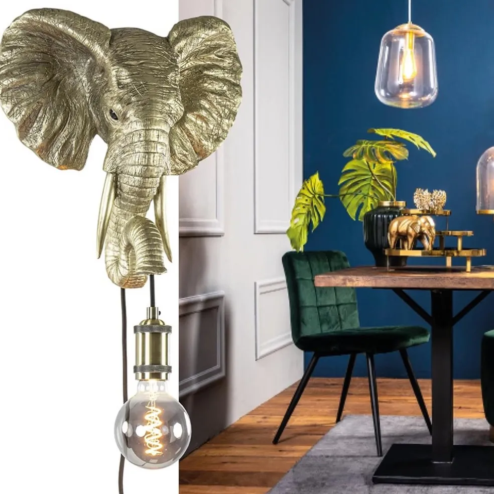 Light and Living wandlamp Elephant licht goud