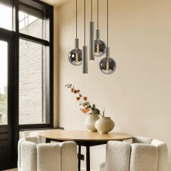 Luxe hanglamp 5-lichts rond quartz