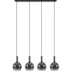 Luxe 4-lichts eettafelhanglamp met smoke glazen bollen
