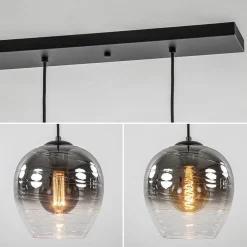 Luxe 5-lichts eettafelhanglamp smoke glas met verloop