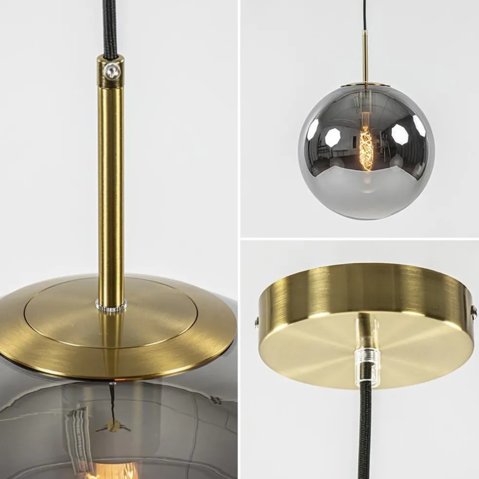 Luxe Light and Living hanglamp Medina brons met smoke glas
