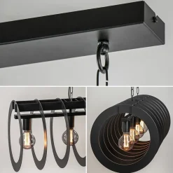 Mat zwart metalen hanglamp Rings