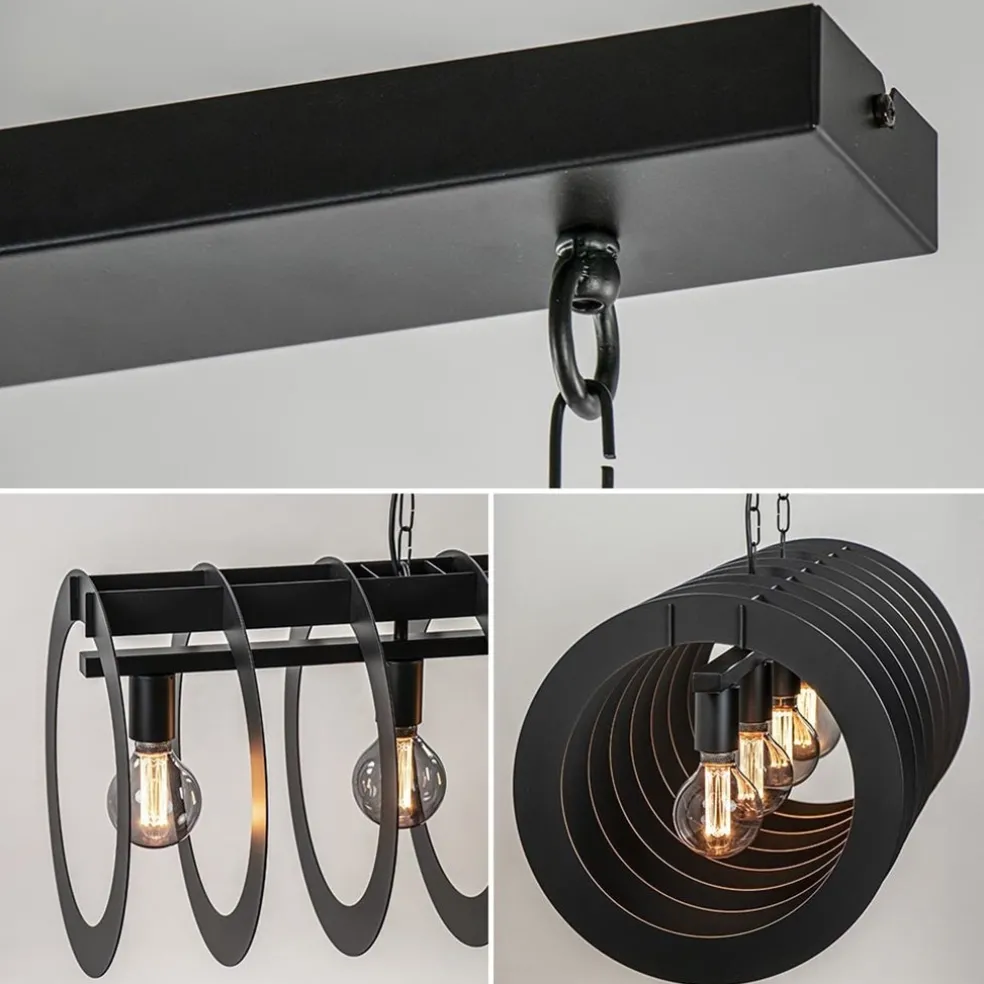 Mat zwart metalen hanglamp Rings