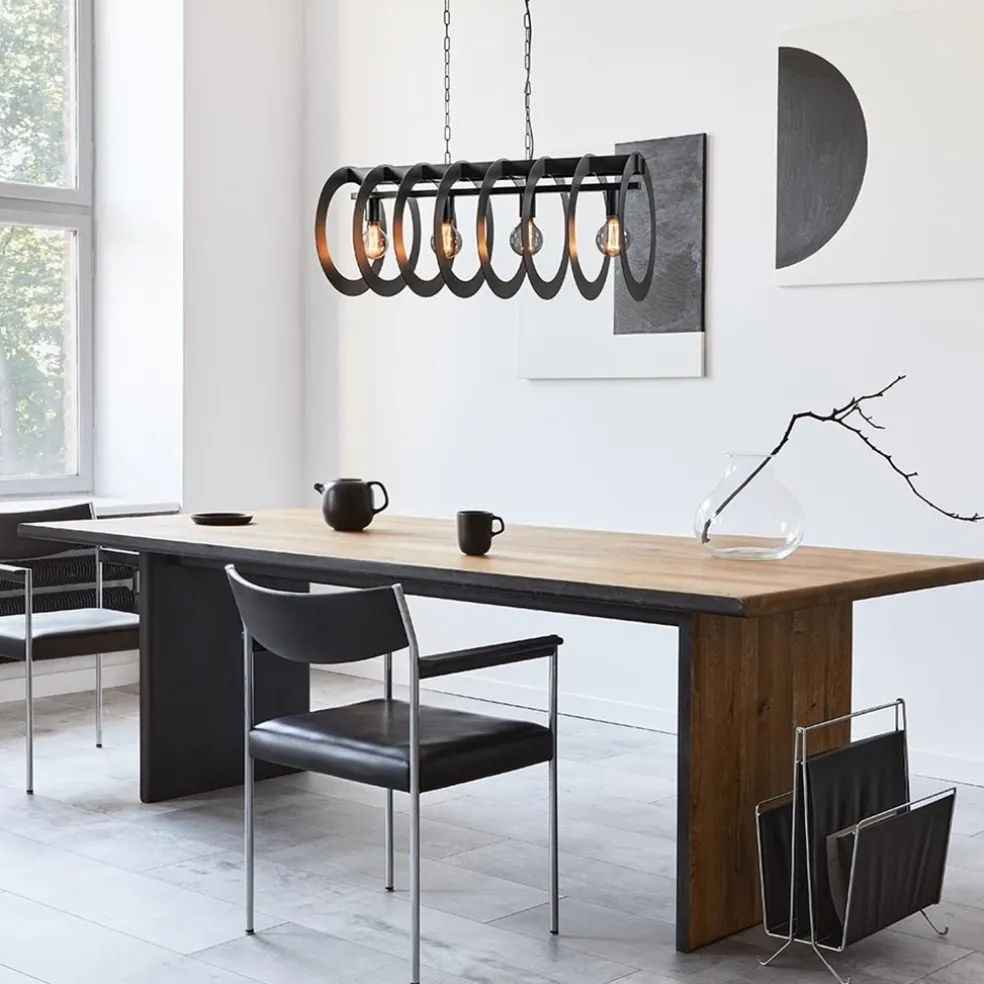 Mat zwart metalen hanglamp Rings