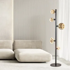 Mat zwart metalen vloerlamp met E27 fittingen