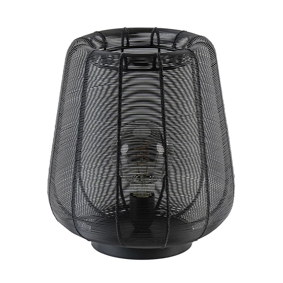 Mat zwarte draad tafellamp Adeta