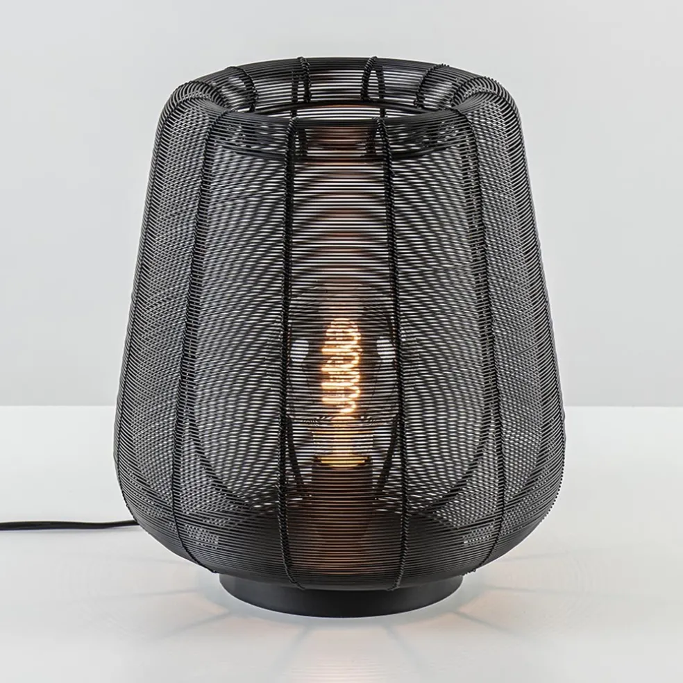 Mat zwarte draad tafellamp Adeta