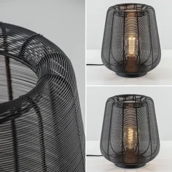 Mat zwarte draad tafellamp Adeta
