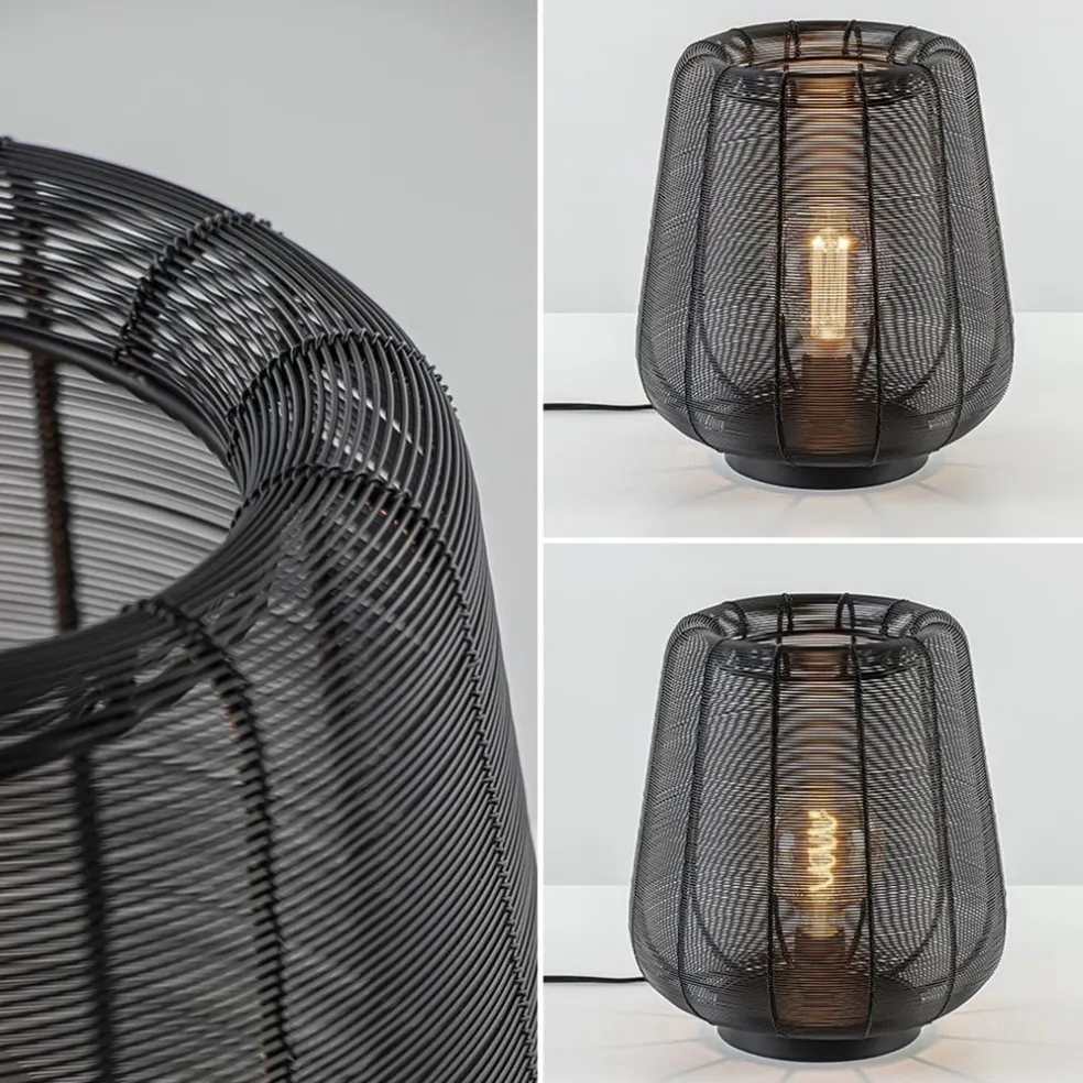 Mat zwarte draad tafellamp Adeta