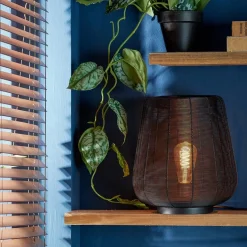 Mat zwarte draad tafellamp Adeta