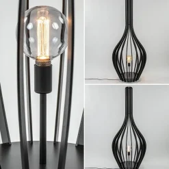 Mat zwarte houten vloerlamp kegel groot