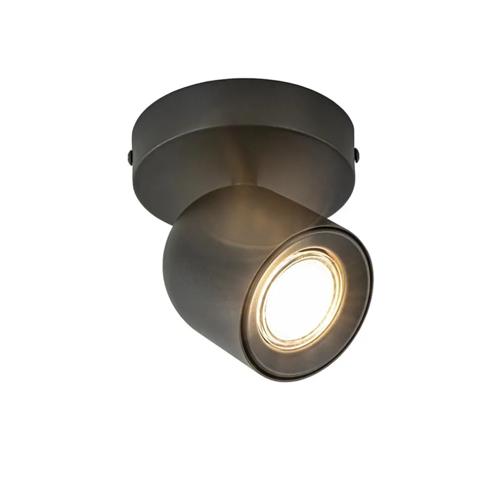 Mat zwarte opbouwspot 1-lichts verstelbaar